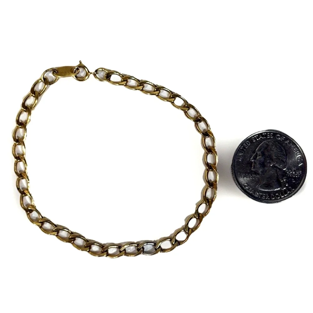 Avon Vintage Women’s Signed Gold Tone Curb Link Classic 7.5” Chain Bracelet